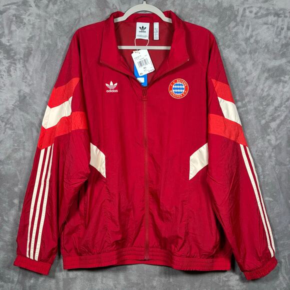 Adidas Originals FC Bayern Munich Red Windbreaker Jacket XL - Picture 1 of 8